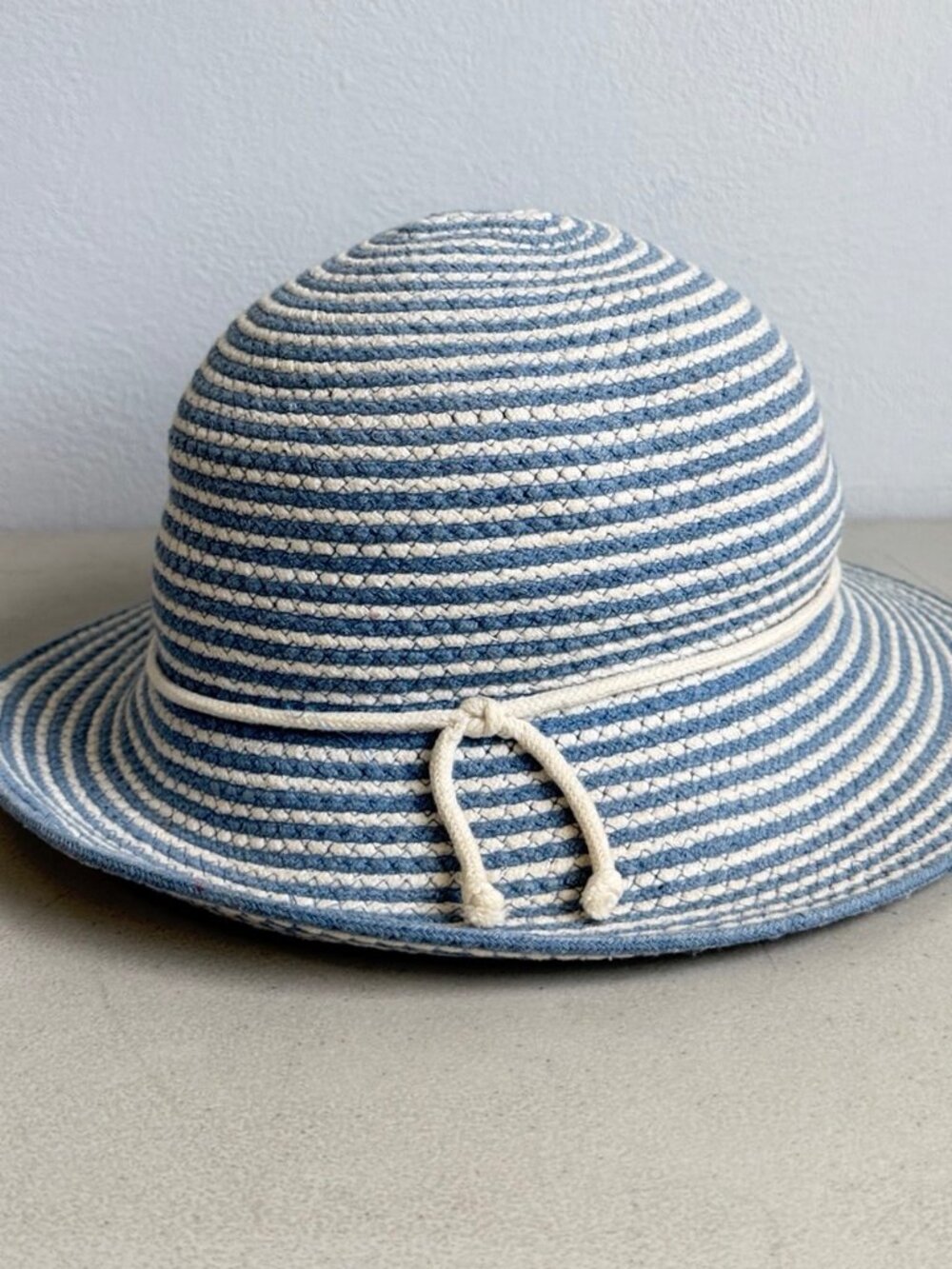 Vintage Striped Sun Hat – Rope Detail Bucket Hat for Summer Beach Wear - 21 inch